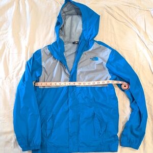 The North Face Blue and Gray Raincoat Lightweight Hooded Design, Boys L (14-16)